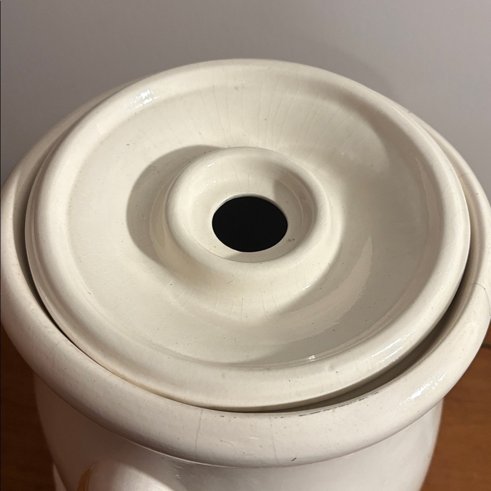 Large Country Geese Ducks Ceramic Butter Churner Crock Vintage 80s Rustic Farm - Picture 4 of 17